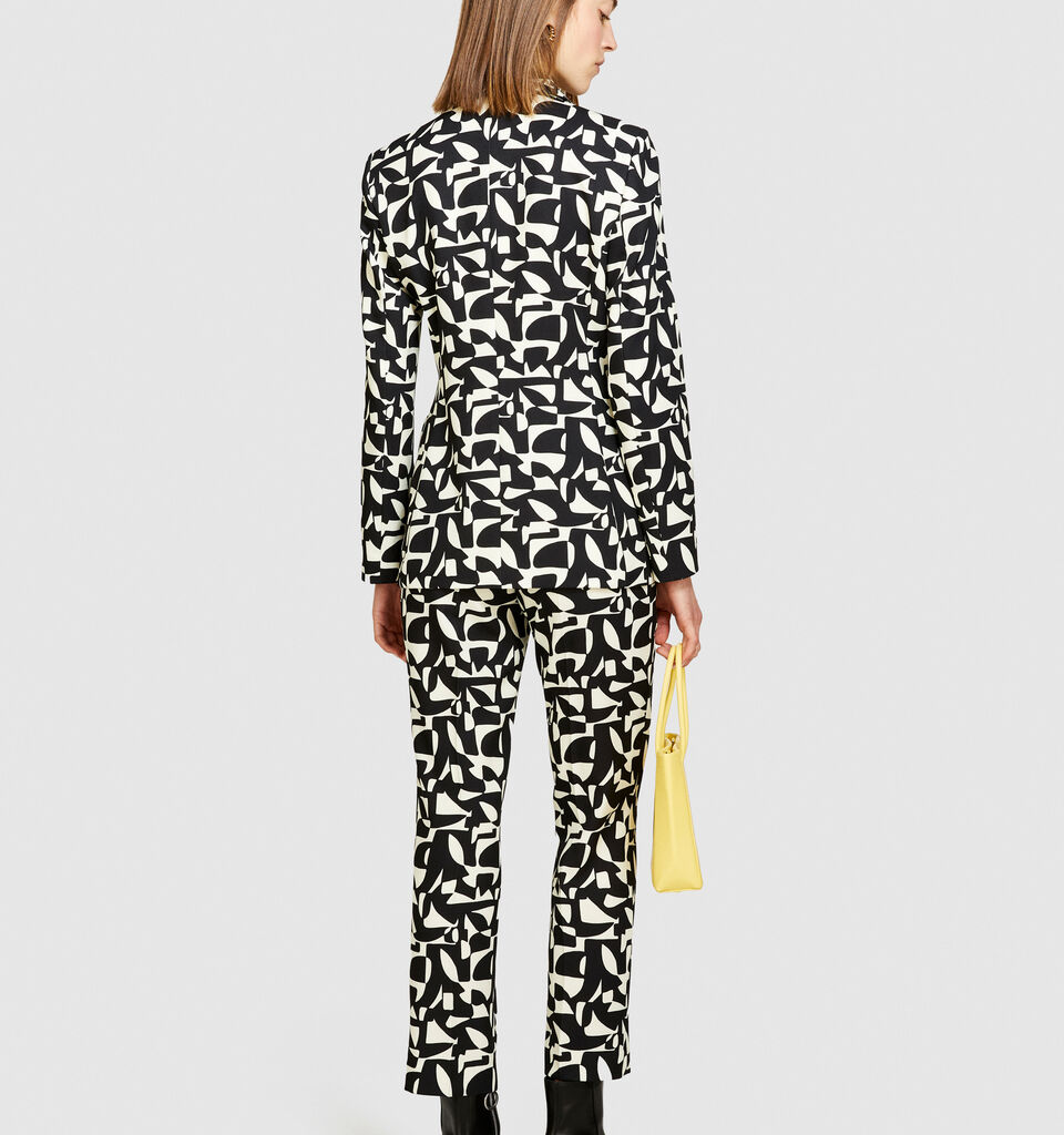 Printed slim fit blazer - women's jackets - Black | Sisley image number 3